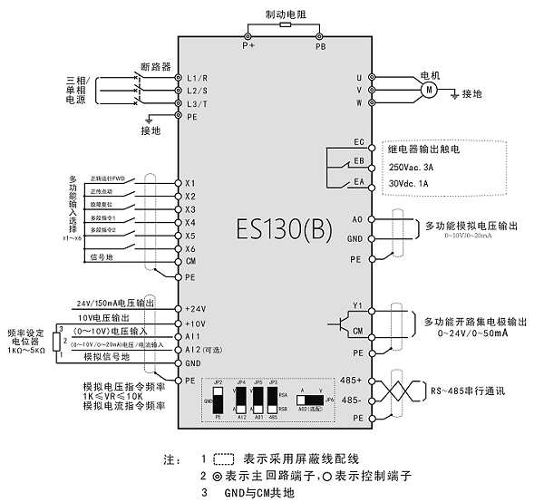 ES130(B) 系列紧凑矢量型变频器-接线图
